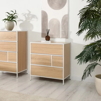 MAIRA Schubladenschrank schmal – weiß/Sonoma-Eiche
