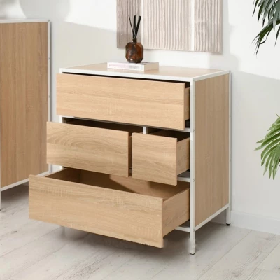 MAIRA Schubladenschrank schmal – weiß/Sonoma-Eiche
