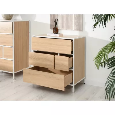 MAIRA Schubladenschrank schmal – weiß/Sonoma-Eiche