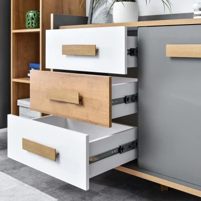Kombinierte Kommode ANGELY – Grau/Weiß/Asche