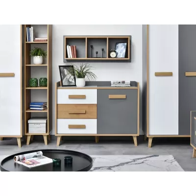 Kombinierte Kommode ANGELY – Grau/Weiß/Asche