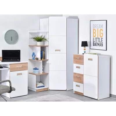 Eckkleiderschrank 71 cm JOHELY - weiß/eiche
