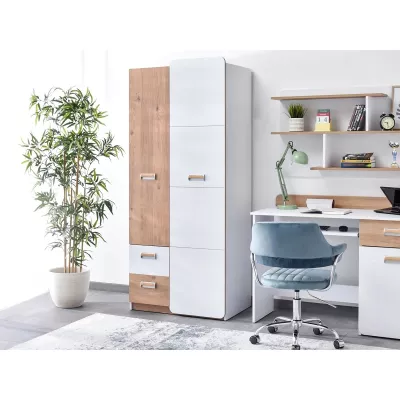 Kleiderschrank mit Schubladen 80 cm JOHELY - weiß/eiche