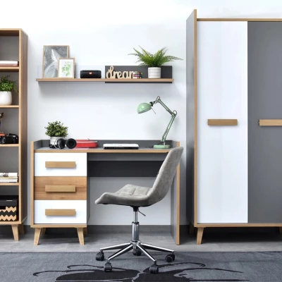 Kleiderschrank 90 cm ANGELY - grau/weiß