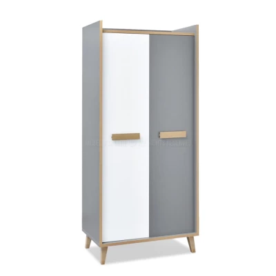 Kleiderschrank 90 cm ANGELY - grau/weiß