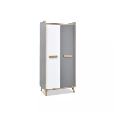 Kleiderschrank 90 cm ANGELY - grau/weiß