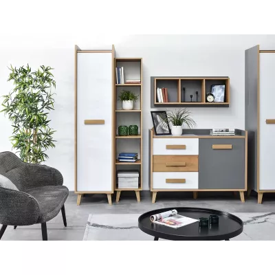 Schmaler Kleiderschrank 47 cm ANGELY - grau/weiß