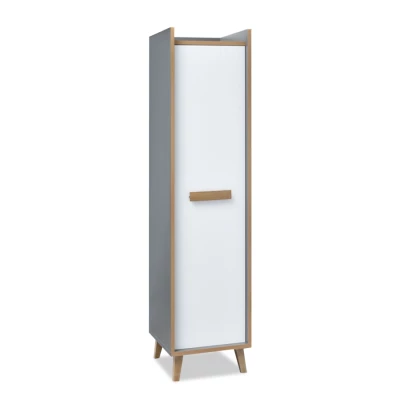 Schmaler Kleiderschrank 47 cm ANGELY - grau/weiß