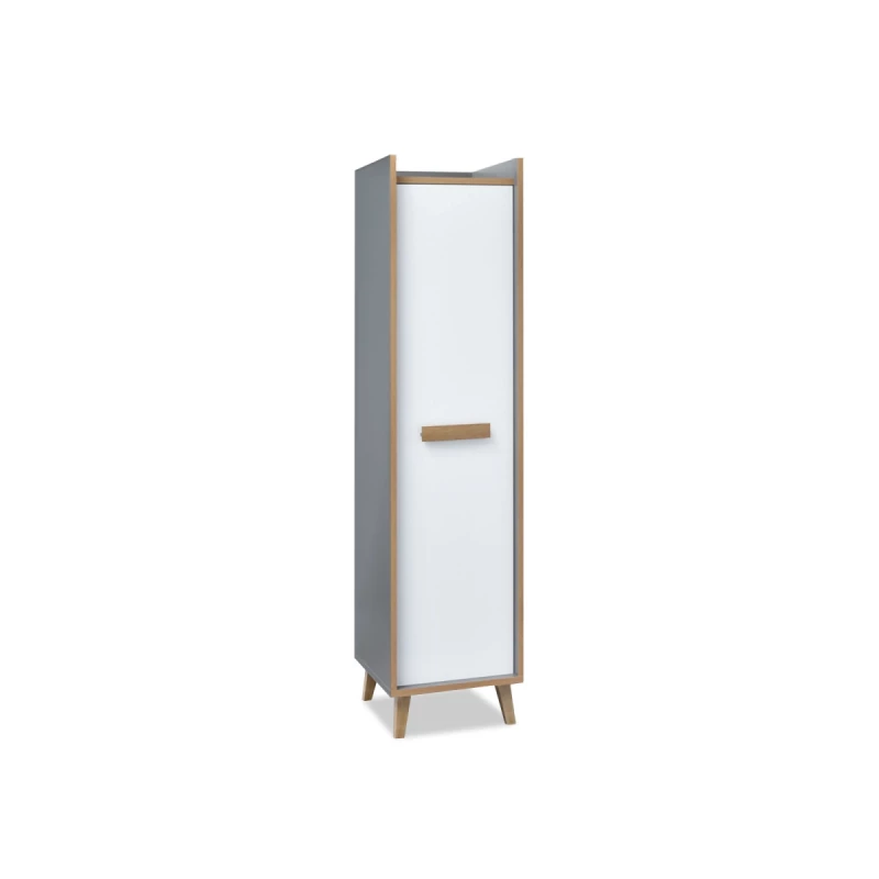 Schmaler Kleiderschrank 47 cm ANGELY - grau/weiß