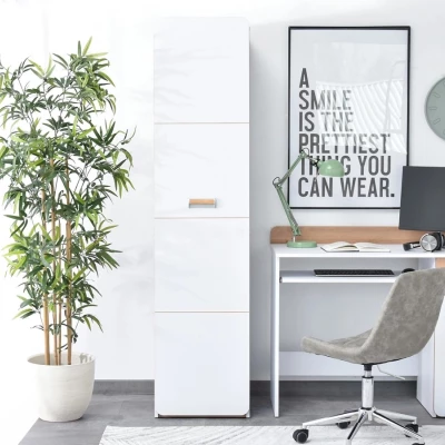 Schmaler Kleiderschrank 45 cm JOHELY - weiß/eiche