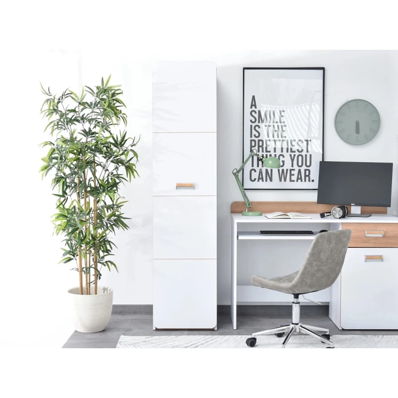 Schmaler Kleiderschrank 45 cm JOHELY - weiß/eiche