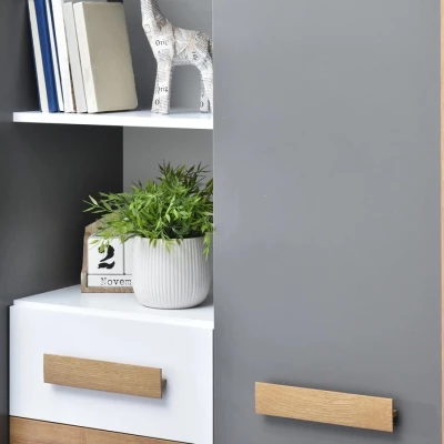 Regalschrank 90 cm ANGELY - grau/weiß