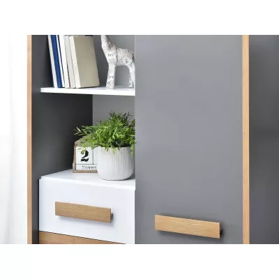 Regalschrank 90 cm ANGELY - grau/weiß