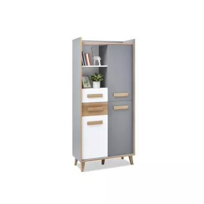 Regalschrank 90 cm ANGELY - grau/weiß