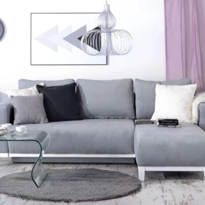 Ecksofa DALENA - grau/weiß