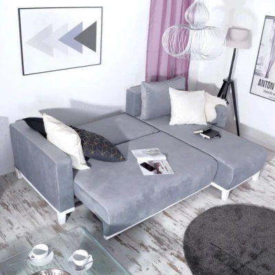 Ecksofa DALENA - grau/weiß