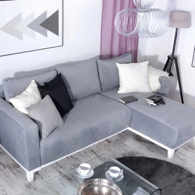 Ecksofa DALENA - grau/weiß