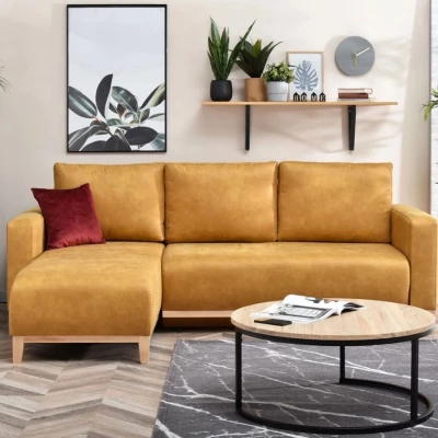 Ecksofa DALENA - Gelb / Eiche