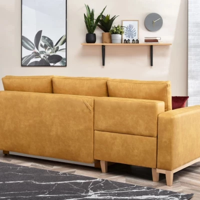 Ecksofa DALENA - Gelb / Eiche