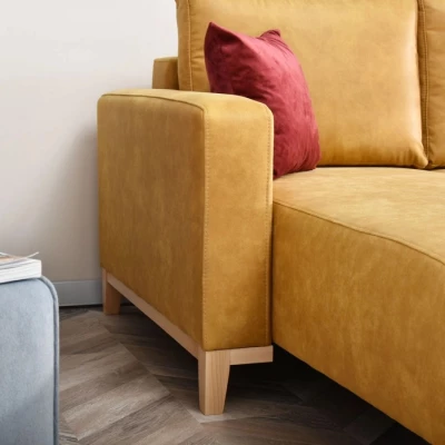 Ecksofa DALENA - Gelb / Eiche