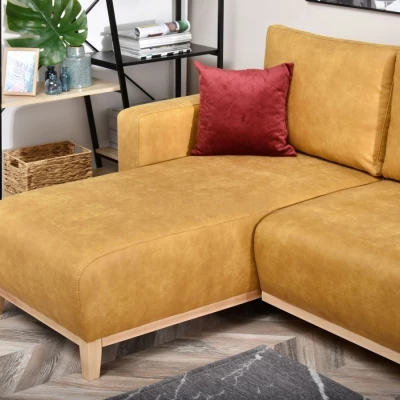 Ecksofa DALENA - Gelb / Eiche
