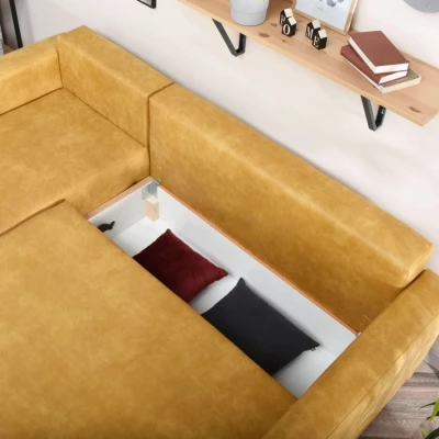 Ecksofa DALENA - Gelb / Eiche