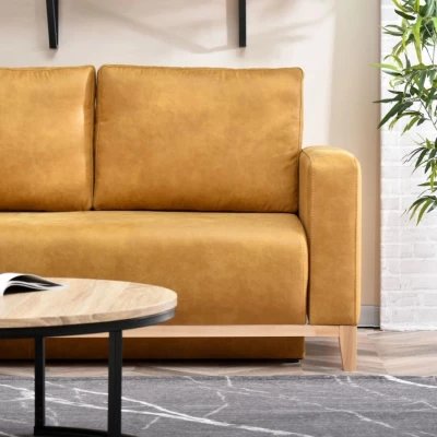 Ecksofa DALENA - Gelb / Eiche