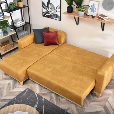 Ecksofa DALENA - Gelb / Eiche