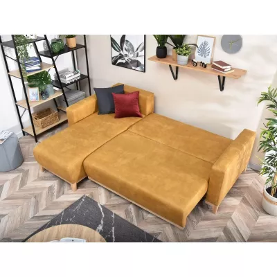 Ecksofa DALENA - Gelb / Eiche