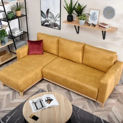 Ecksofa DALENA - Gelb / Eiche