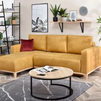Ecksofa DALENA - Gelb / Eiche