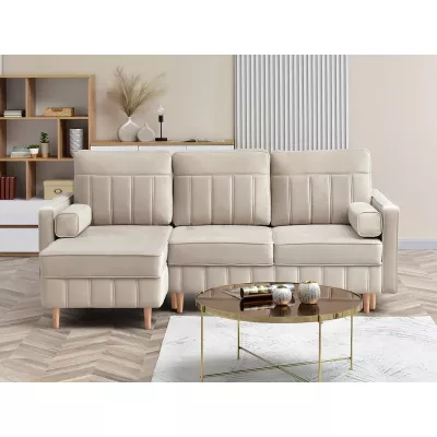 Ecksofa-Set KARELY - beige / Buche