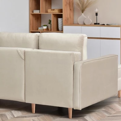 Ecksofa-Set KARELY - beige / Buche
