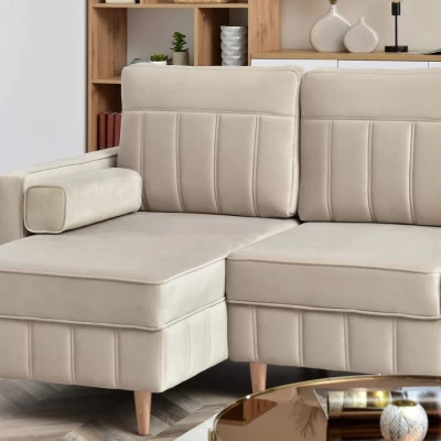 Ecksofa-Set KARELY - beige / Buche