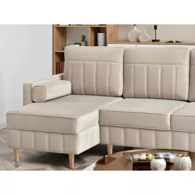 Ecksofa-Set KARELY - beige / Buche