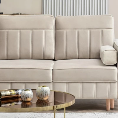 Ecksofa-Set KARELY - beige / Buche