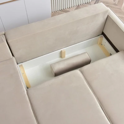 Ecksofa-Set KARELY - beige / Buche