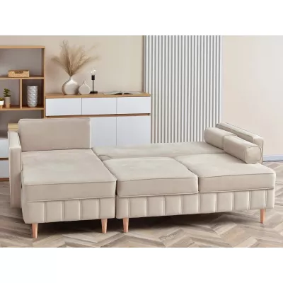 Ecksofa-Set KARELY - beige / Buche