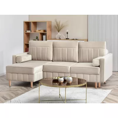Ecksofa-Set KARELY - beige / Buche