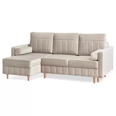 Ecksofa-Set KARELY - beige / Buche