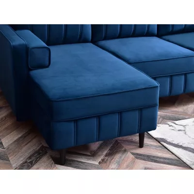 Ecksofa KARELY – Dunkelblau/Schwarz