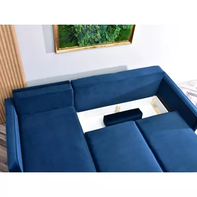 Ecksofa KARELY – Dunkelblau/Schwarz