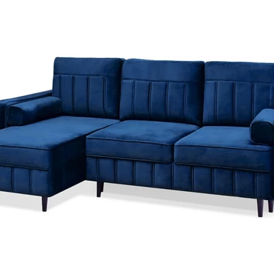 Ecksofa KARELY – Dunkelblau/Schwarz