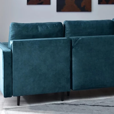 Ecksofa KARELY - blau / schwarz
