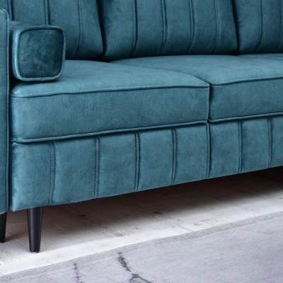 Ecksofa KARELY - blau / schwarz