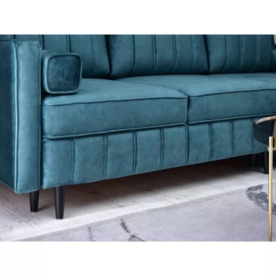 Ecksofa KARELY - blau / schwarz