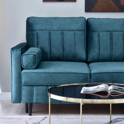 Ecksofa KARELY - blau / schwarz