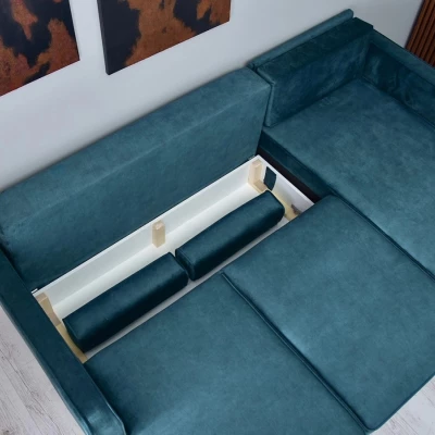 Ecksofa KARELY - blau / schwarz