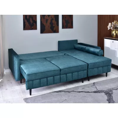 Ecksofa KARELY - blau / schwarz