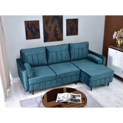 Ecksofa KARELY - blau / schwarz